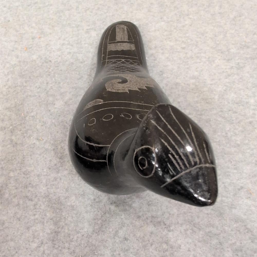 Vintage Mexican Barro Negro Black Clay Etched Bird Figurines Set of 3 Mexico - Picture 6 of 9